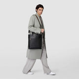 Vertical tote ban in stepan 72 - black/black/cuoio