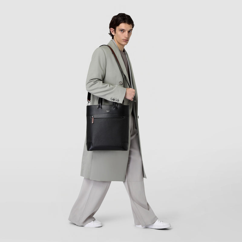Vertical tote ban in stepan 72 - black/black/cuoio