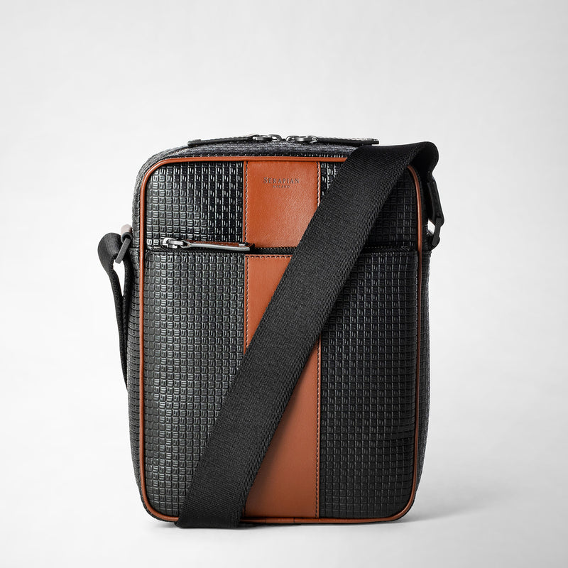 North south messenger in stepan 72 - black/cuoio