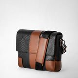 Flap messenger in stepan 72 - black/cuoio