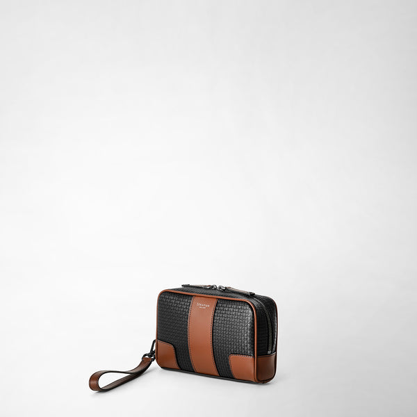 Stepan 72製クラッチバッグ - black/cuoio