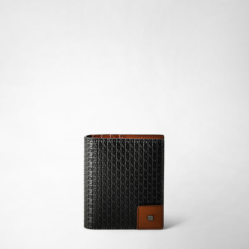 Foldable card case in stepan 72 - black/cuoio