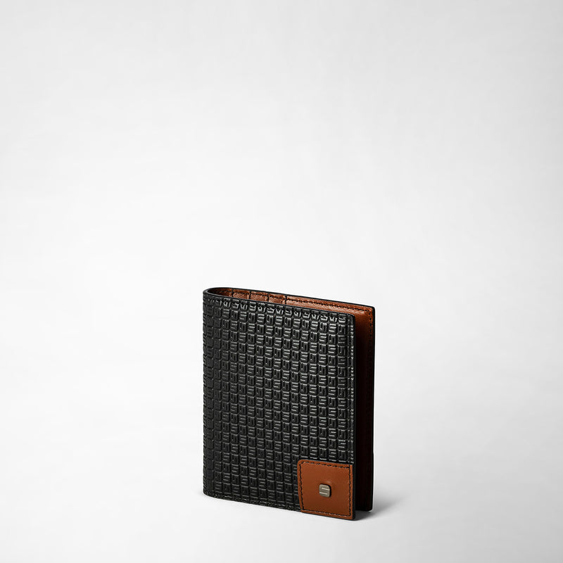 Foldable card case in stepan 72 - black/cuoio
