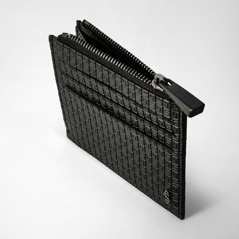 Porte-cartes zippé en stepan - black/black eclipse