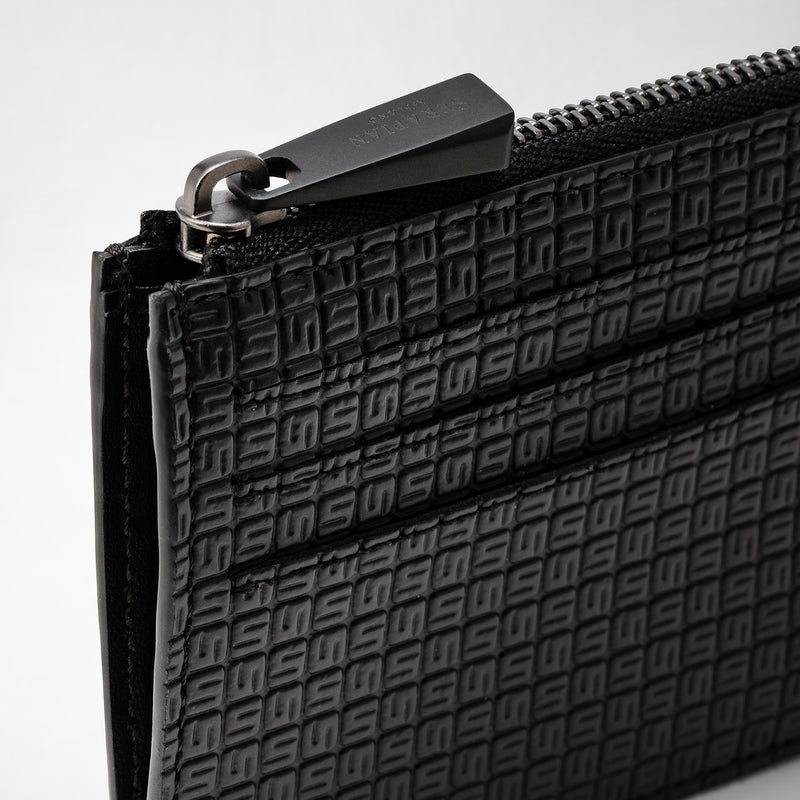 Porte-cartes zippé en stepan - black/black eclipse