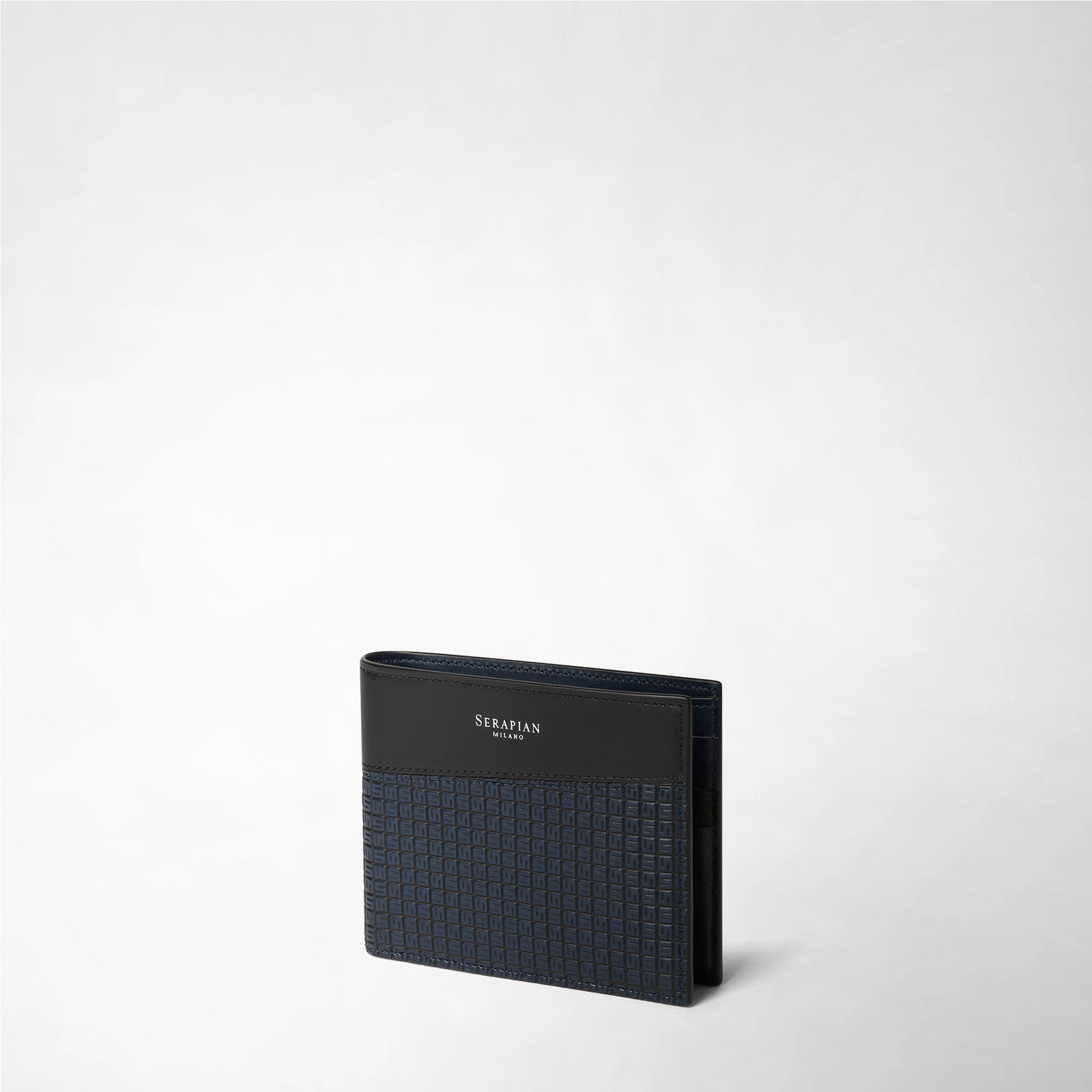 6-card bifold leather wallet in Stepan blue-black