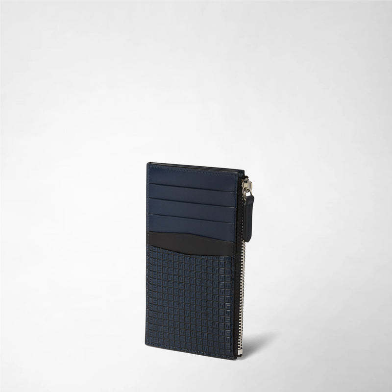 Zip card case in stepan - ocean blue/black