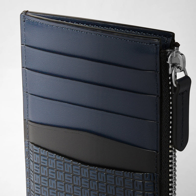 Zip card case in stepan - ocean blue/black