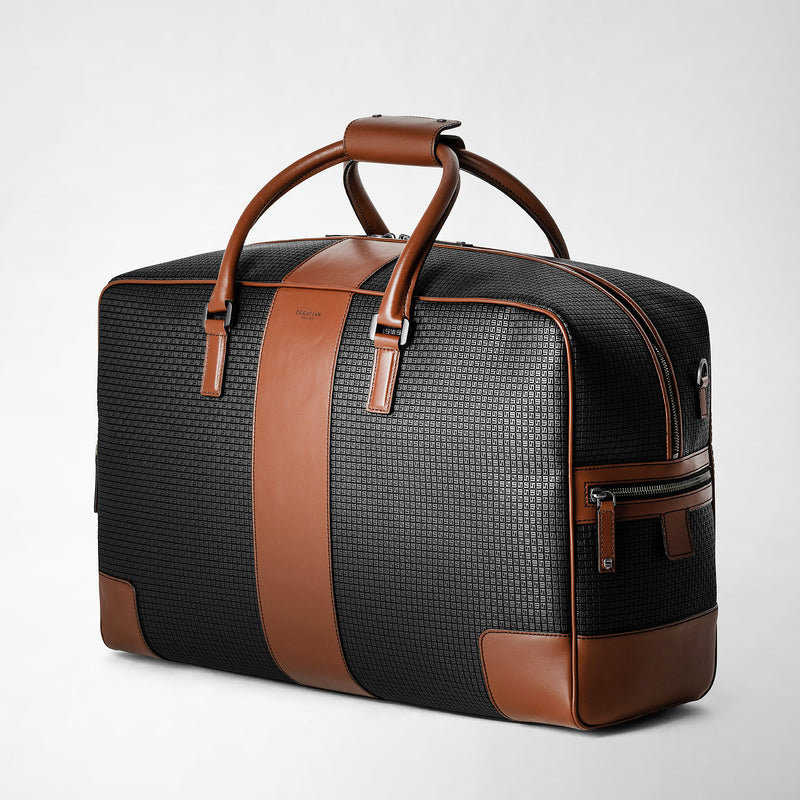 Duffle bag in stepan 72 - black/cuoio