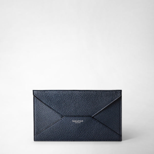 Pouch in cachemire leather - navy blue