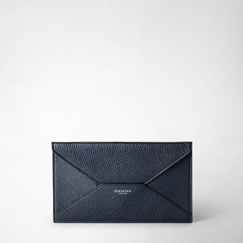 Pouch in cachemire leather - navy blue