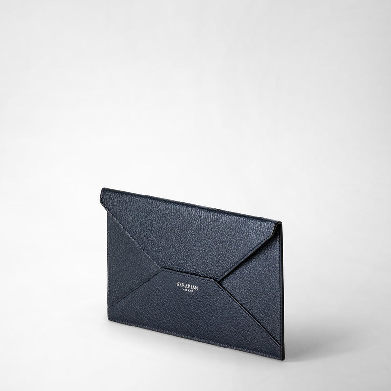 Pouch in cachemire leather - navy blue