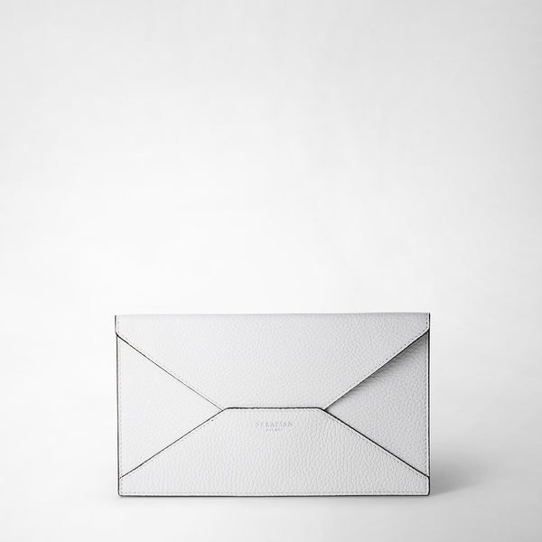 Pouch in cachemire leather - white