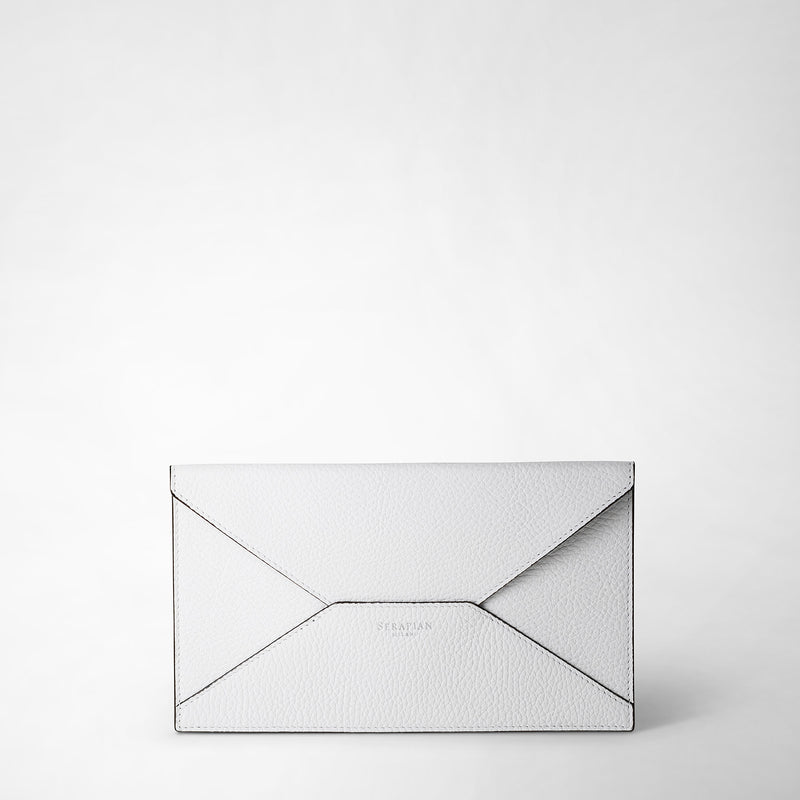 Pouch in cachemire leather - white