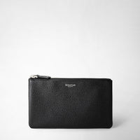 POUCH WITH ZIP IN CACHEMIRE LEATHER Black