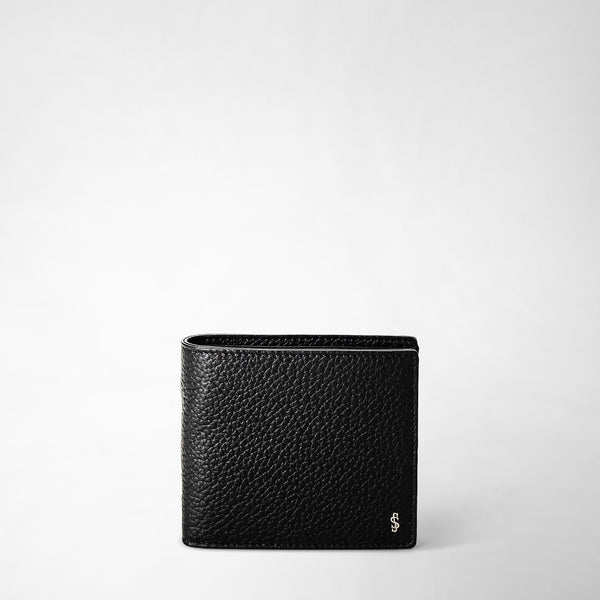 Portefeuille 4 fentes avec compartiment pour la monnaie en cuir cachemire - black