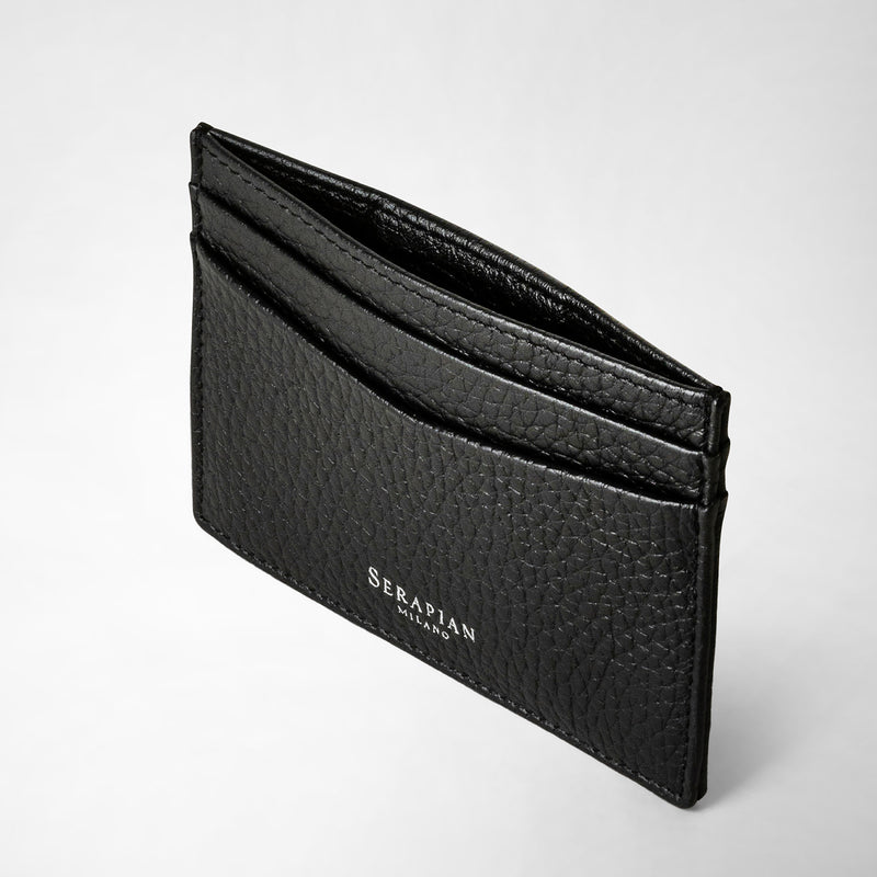 Porte-carte 4 fentes en cuir cachemire - black