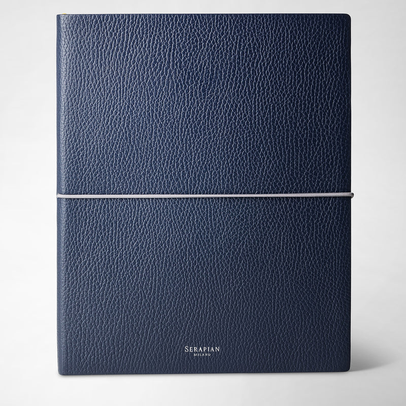 Large notebook in cachemire leather - navy blue