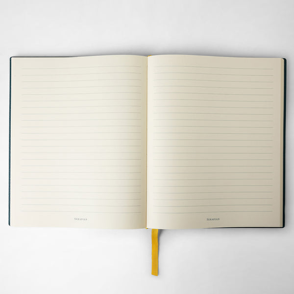 Grosses notizbuch aus kaschmirleder - moss green