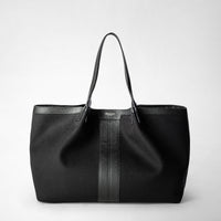 SECRET TOTE BAG IN CANVAS AND CACHEMIRE LEATHER Black/Black