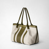 Small secret tote bag in canvas and mosaico - natural/cactus