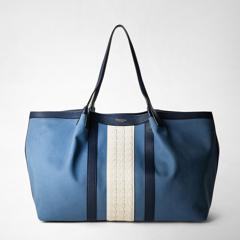 Secret tote bag in canvas and mosaico - avio blue
