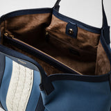 Secret tote bag in canvas and mosaico - avio blue