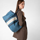 Secret tote bag in canvas and mosaico - avio blue