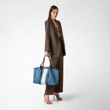 Secret tote bag in canvas and mosaico - avio blue