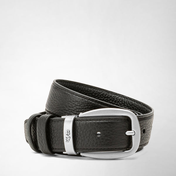 Cintura reversibile in pelle cachemire - black/navy blue