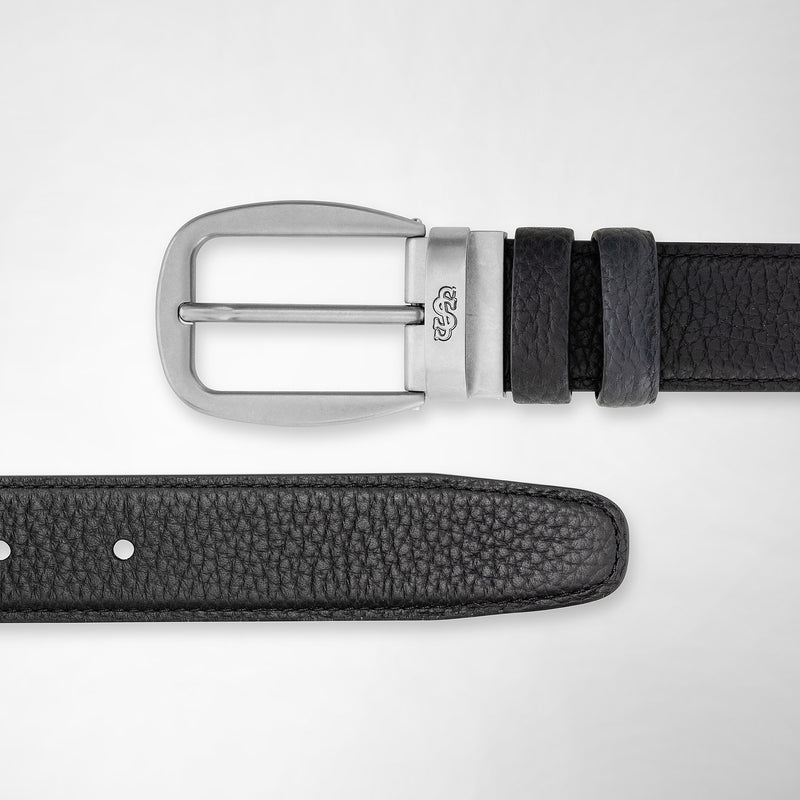 Reversible belt in cachemire leather - black/navy blue