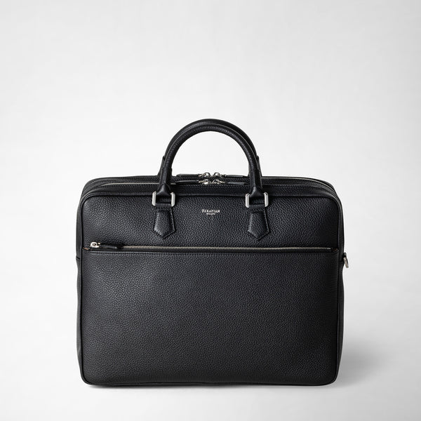 Borsa business grande in pelle cachemire - black