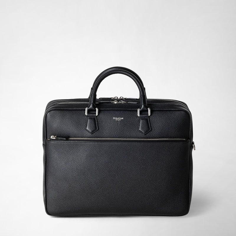Large briefcase in cachemire leather - black