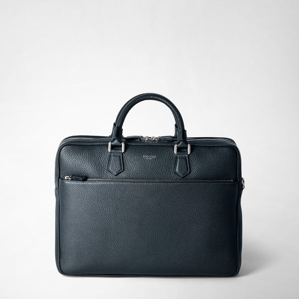 Large briefcase in cachemire leather - navy blue