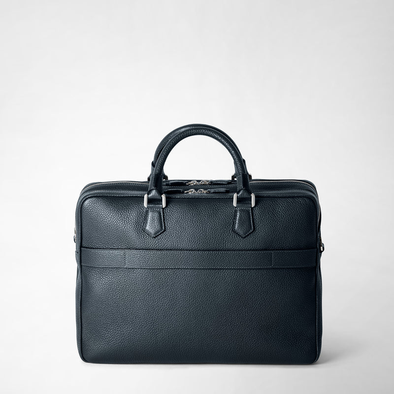 Large briefcase in cachemire leather - navy blue