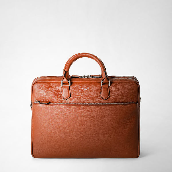 Large briefcase in cachemire leather - chestnut