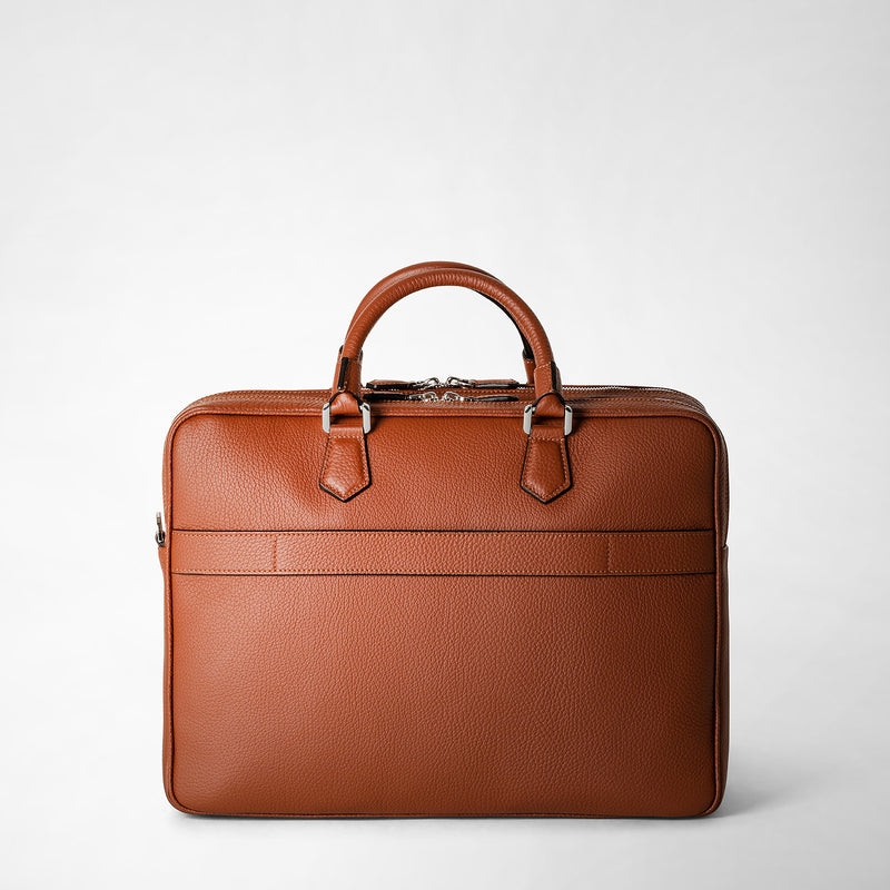 Large briefcase in cachemire leather - chestnut