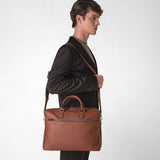 Large briefcase in cachemire leather - chestnut