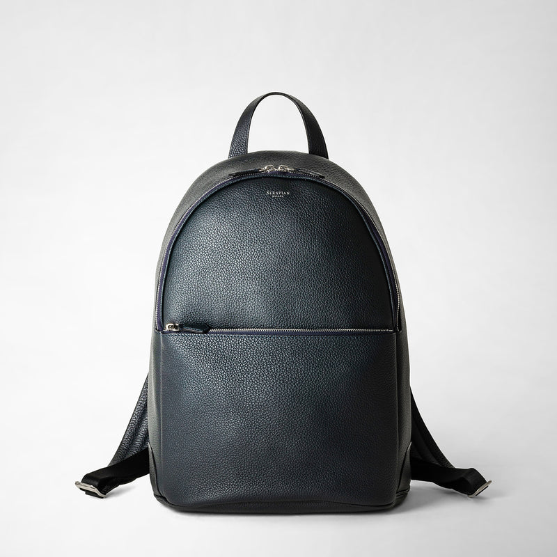 Backpack in cachemire leather - navy blue