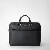 Slim briefcase in cachemire leather - black