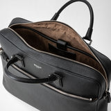 Slim briefcase in cachemire leather - black