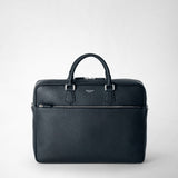 Slim briefcase in cachemire leather - navy blue