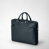 Slim briefcase in cachemire leather - navy blue