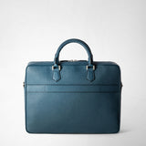 Slim briefcase in cachemire leather - denim blue