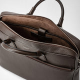 Slim briefcase in cachemire leather - espresso