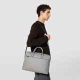 Slim briefcase in cachemire leather - cement