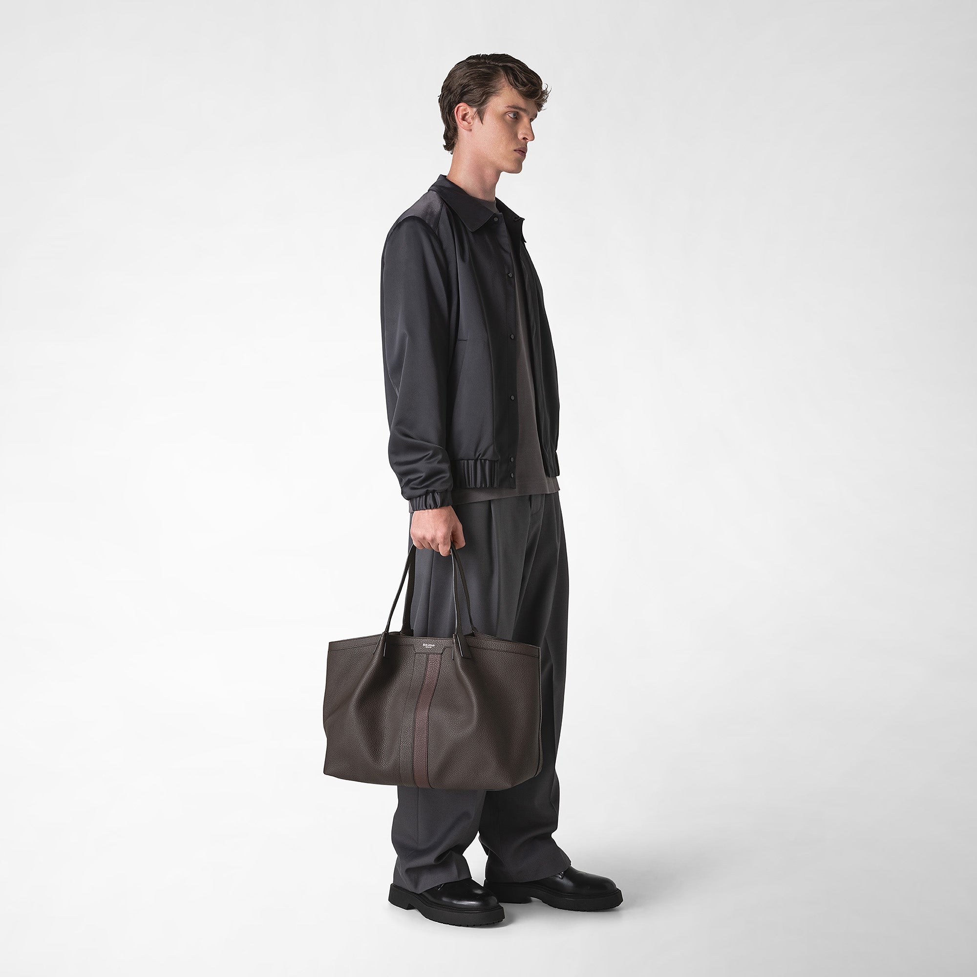 トートバッグ SERAPIAN SECRET SMALL TOTE BAG IN CACHEMIRE LEATHER Secret tote bag cachemire leather espresso ruby red