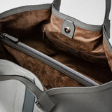 Secret tote bag in cachemire leather - asphalt/navy blue