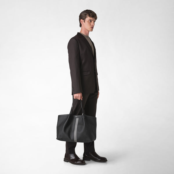 Secret tote bag in cachemire leather - black/asphalt