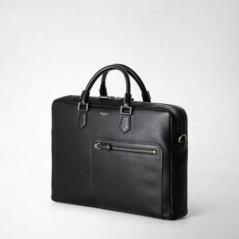 Quattordici briefcase in cachemire leather - eclipse black